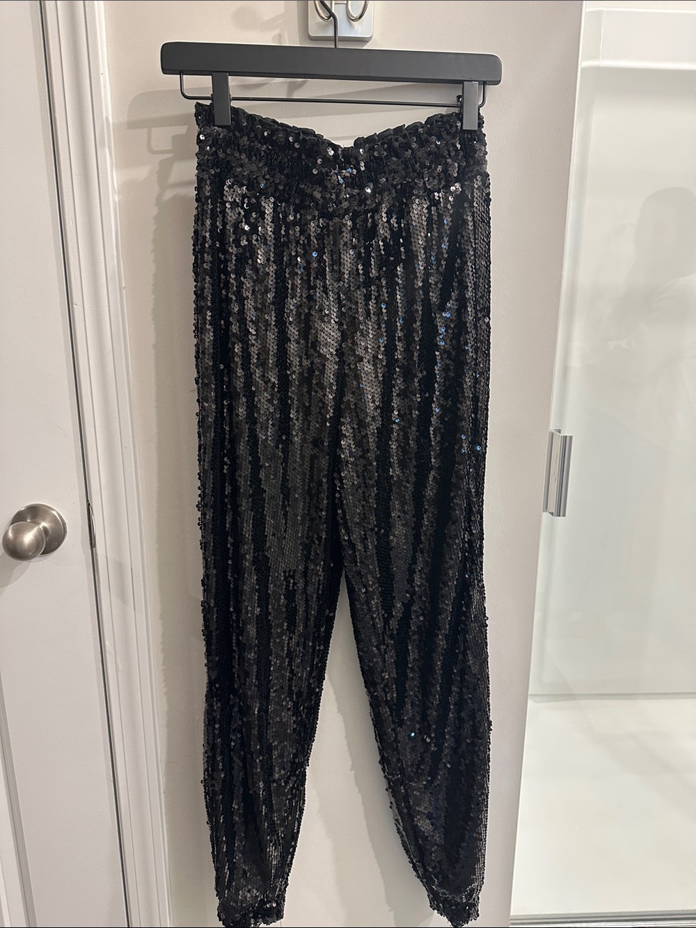 Black Sequin Jogger Pants